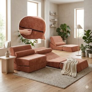 magisofa folding sofa ss 1203 – modular sofa bed with high density foam, corduroy fabric, space saving design