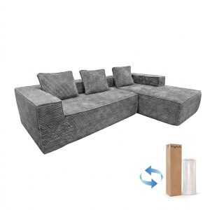 MagiSofa Y125 Separable L Shaped Sofa Modular Compressed Sectional Corduroy Fabric