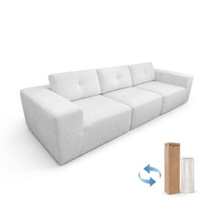MagiSofa SS-1211 Modular L-Shape Corner Sectional Sofa | Soft Touch Fabric Couch with Removable Cushions for Living Room