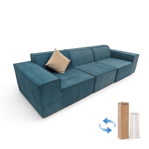 MagiSofa LS-1000 Modern Single Compressed Sofa Vacuum Packed No Assembly High Density Foam Lazy Chair