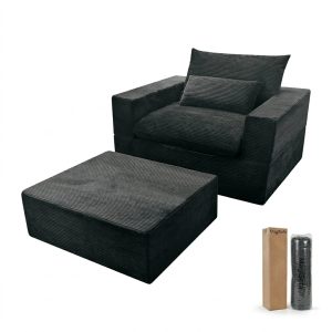 MagiSofa SS-1210 Modular Sofa Set with Ottoman – High-Density Foam, Corduroy Fabric, Comfortable and Space-Saving Design