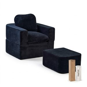 MagiSofa SS-1206 Modular Sofa with Ottoman – High-Density Foam, Corduroy Fabric, Space-Saving Design for Small Spaces