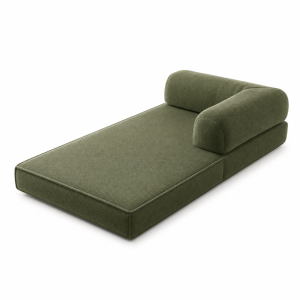 compressed sofa RX-SF16 modular fabric lounge chair in muted olive green with tufted reclining chaise form