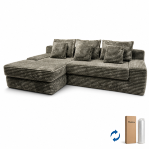 compressed sofa 2-seat modular reclining fabric lounge set in gray taupe with chaise and armrest