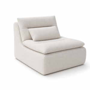 compressed sofa single-seat armless lounge chair in light cream with loose back pillow