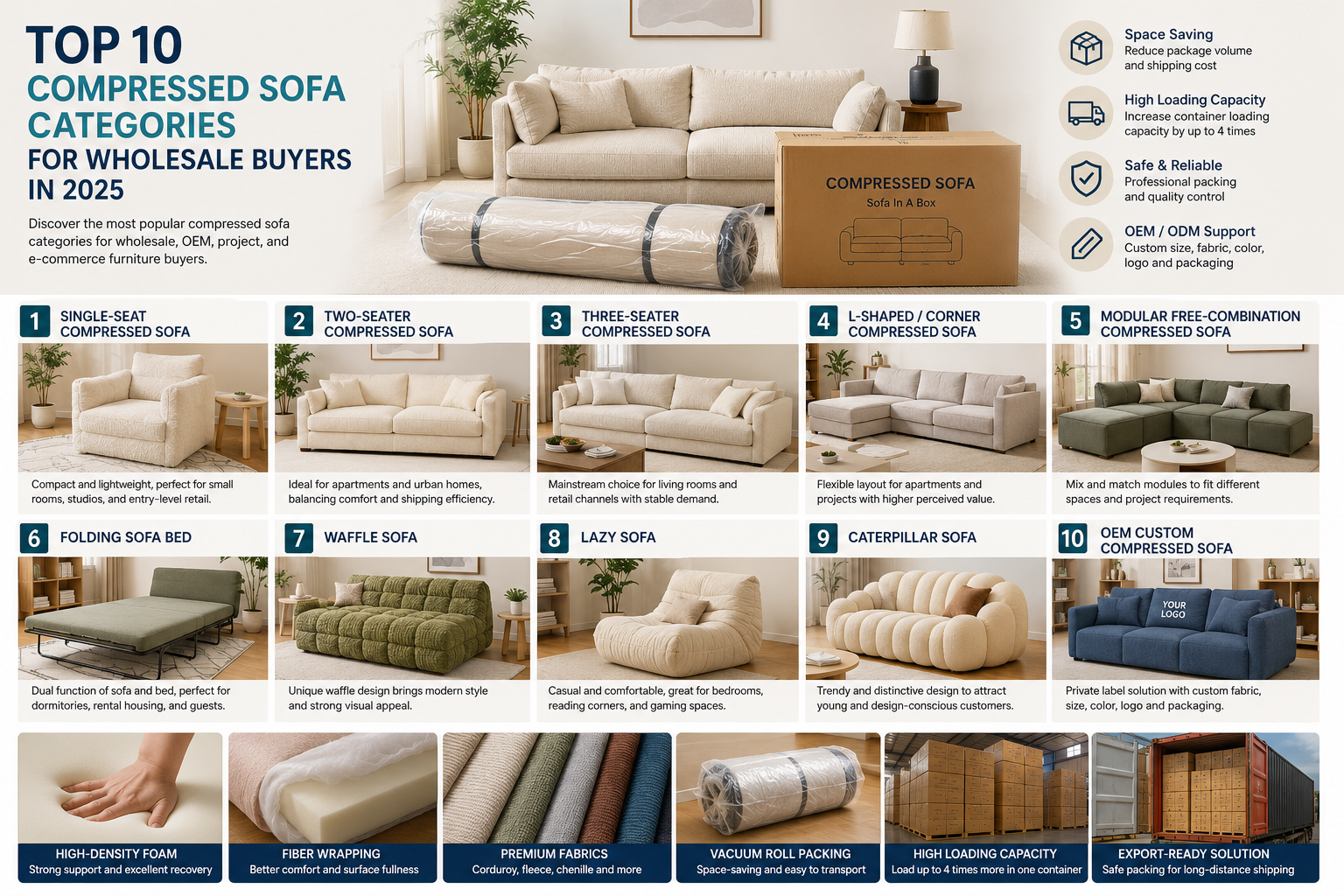 Top 10 compressed sofa categories for wholesale buyers in 2026
