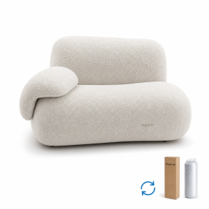 compressed sofa one-seat modular fabric sofa in light cream with oval shape and rounded arms